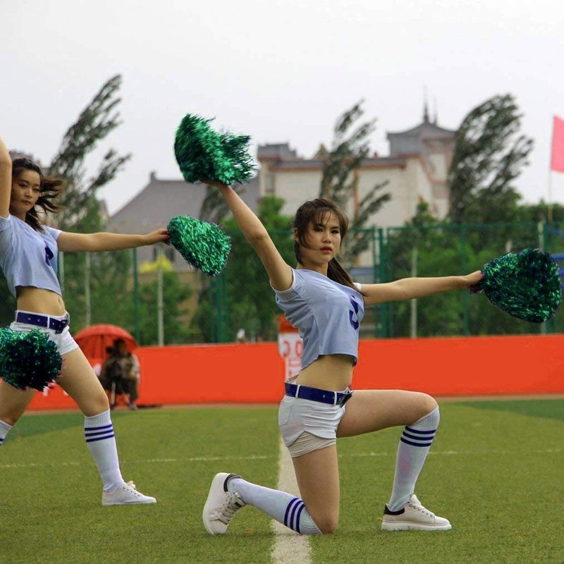 baotongle 12 PCS Cheerleading Squad Spirited Fun Poms Pompoms Cheer Costume Accessory for Party Dance Sports (Greens) - Image 3